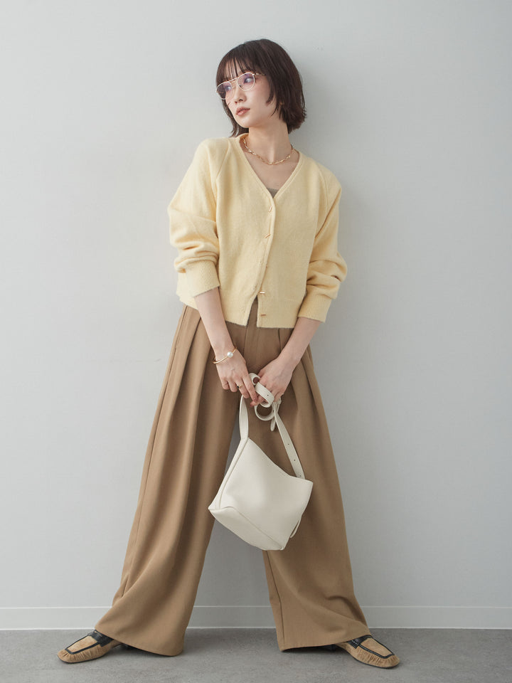 [SET]ゴールドラインボタンカーディガン+クレープデシンタックワイドパンツ(2set)