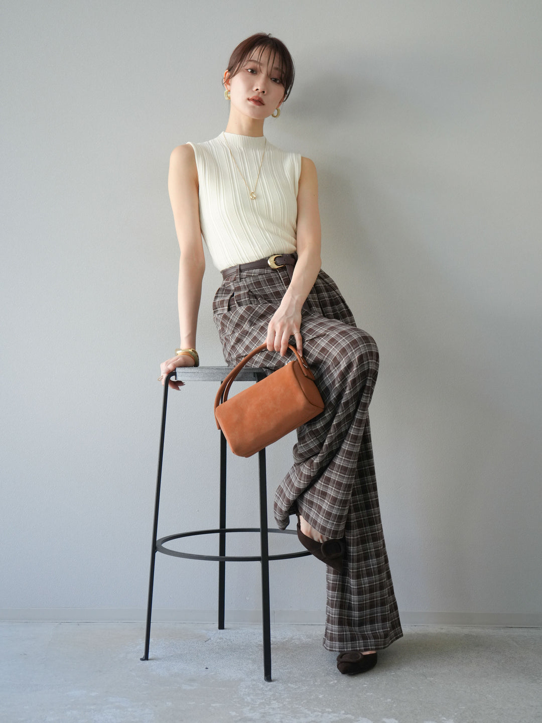 [予約]スリーブレスランダムリブニットトップス/アイボリー