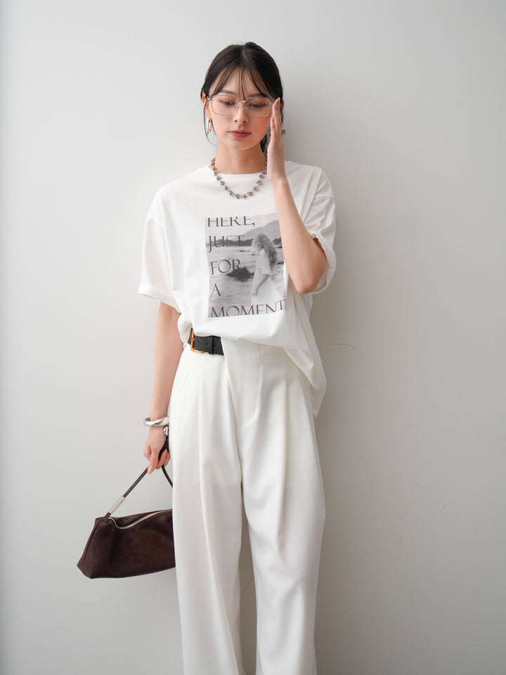 [SET]フォトプリントロゴTEE+アシンメトリーベルトタックワイドパンツ(2set)