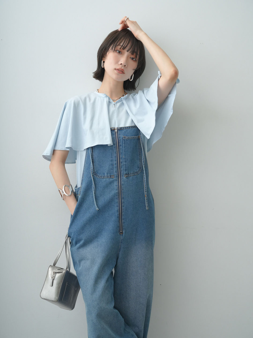 [SET]前後2wayケープTEE+選べるアクセセット(2set)