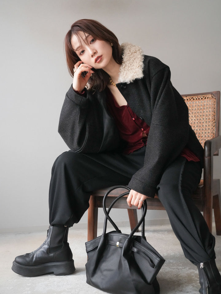 [予約]ロービングボアえりブルゾン/black