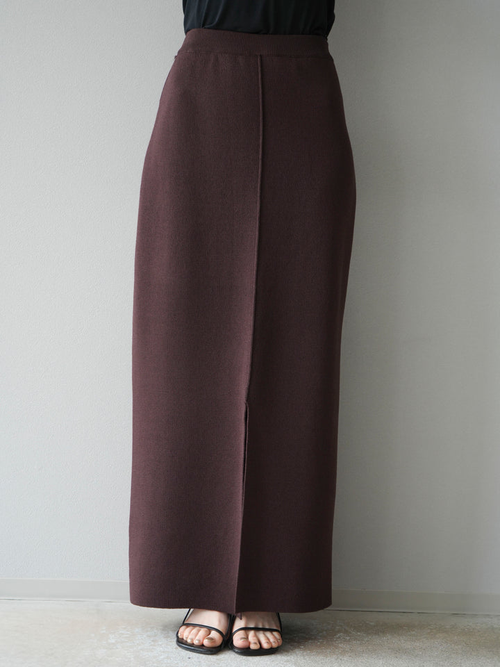 [予約]レーヨンポリIラインニットスカート/ブラウン