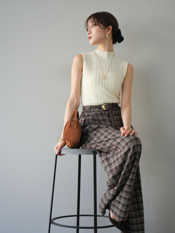 [予約]スリーブレスランダムリブニットトップス/アイボリー