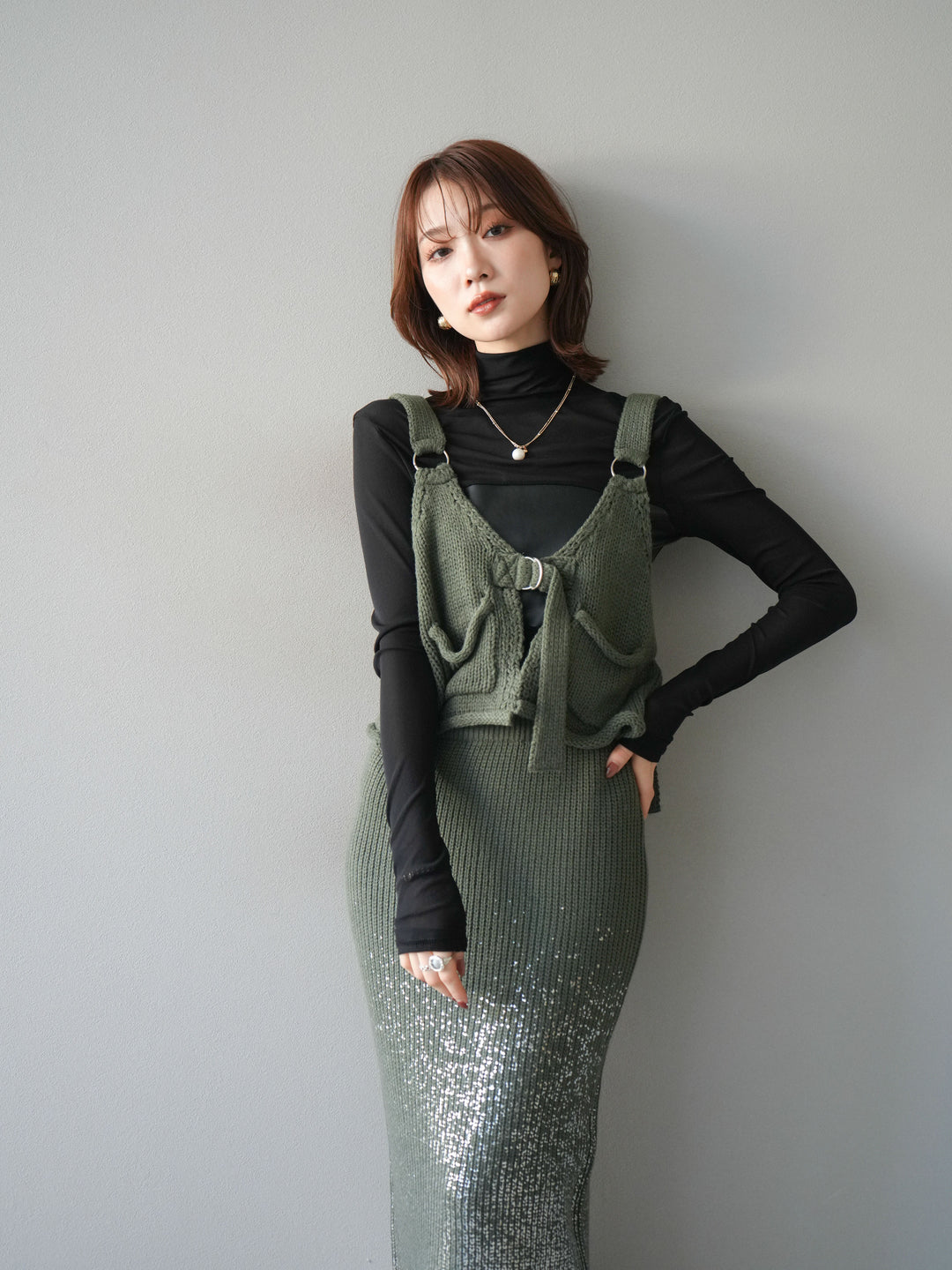 [予約]ニットビスチェ/ashgreen