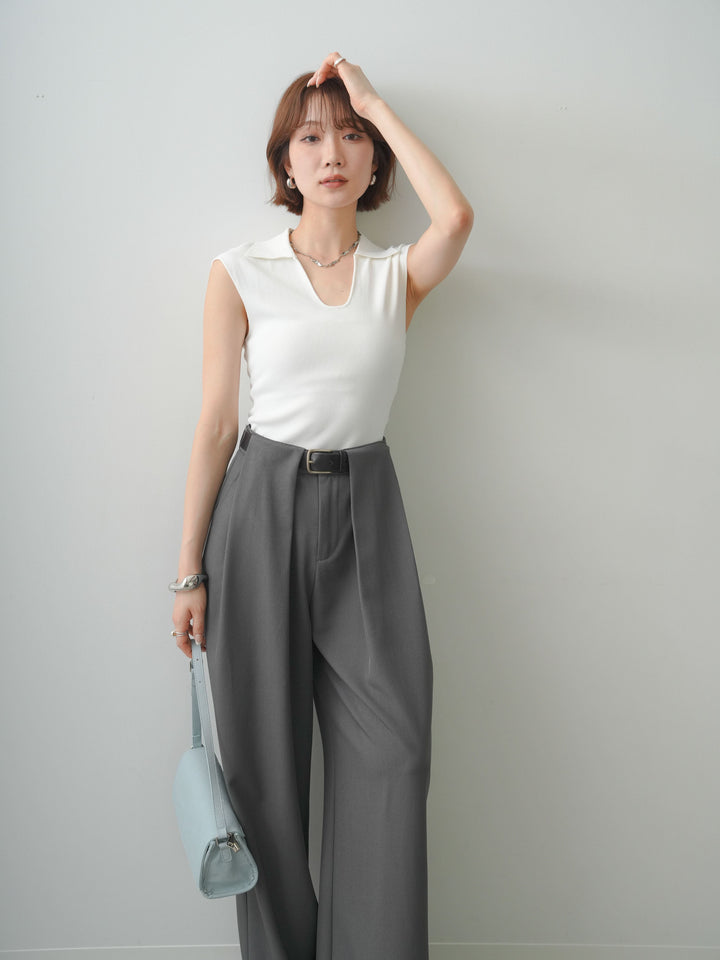 [予約]スキッパーフレンチニットトップス/white