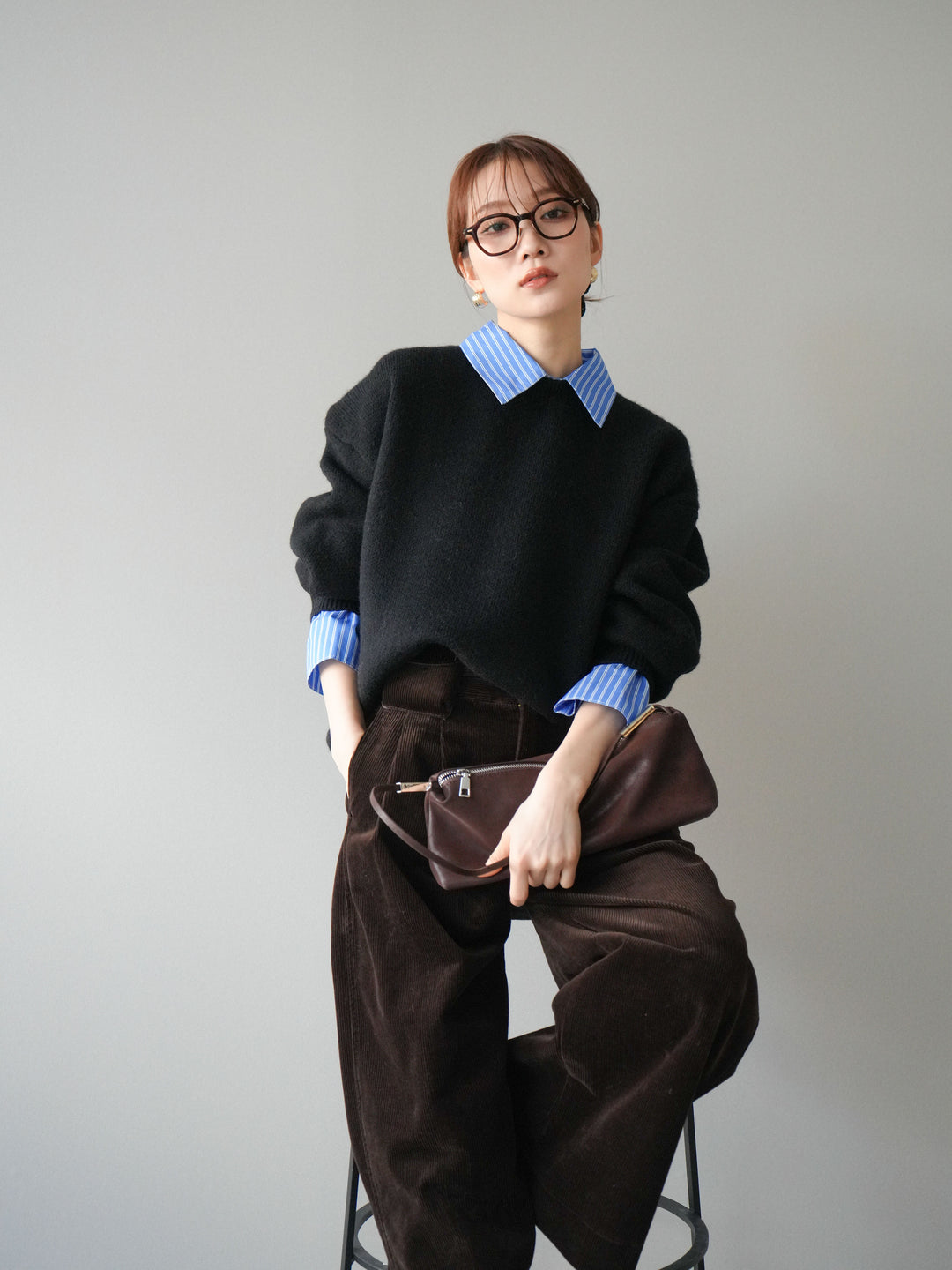 [予約]2WAY襟ニットプルオーバー/black