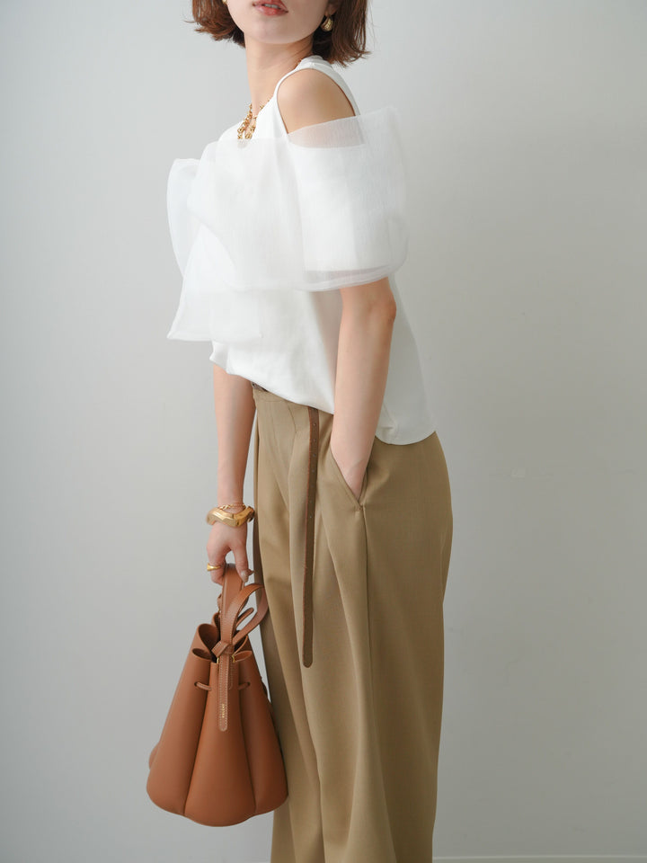 [SET]オープンショルダーシアーレイヤートップス+選べるアクセセット(2set)