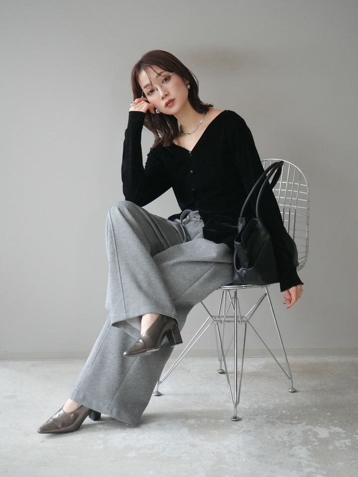 [予約]ベロアカーディガン/black