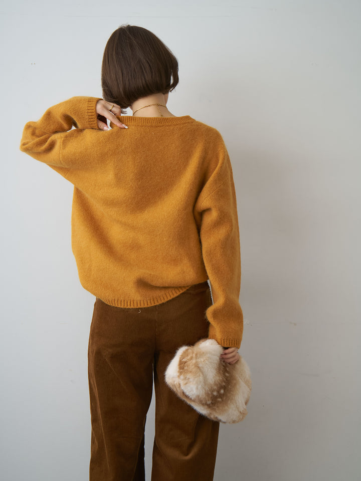 [SET]ソフトシャギークルーネックプルオーバー+ベルト付コーディロイワイドストレートパンツ(2set)