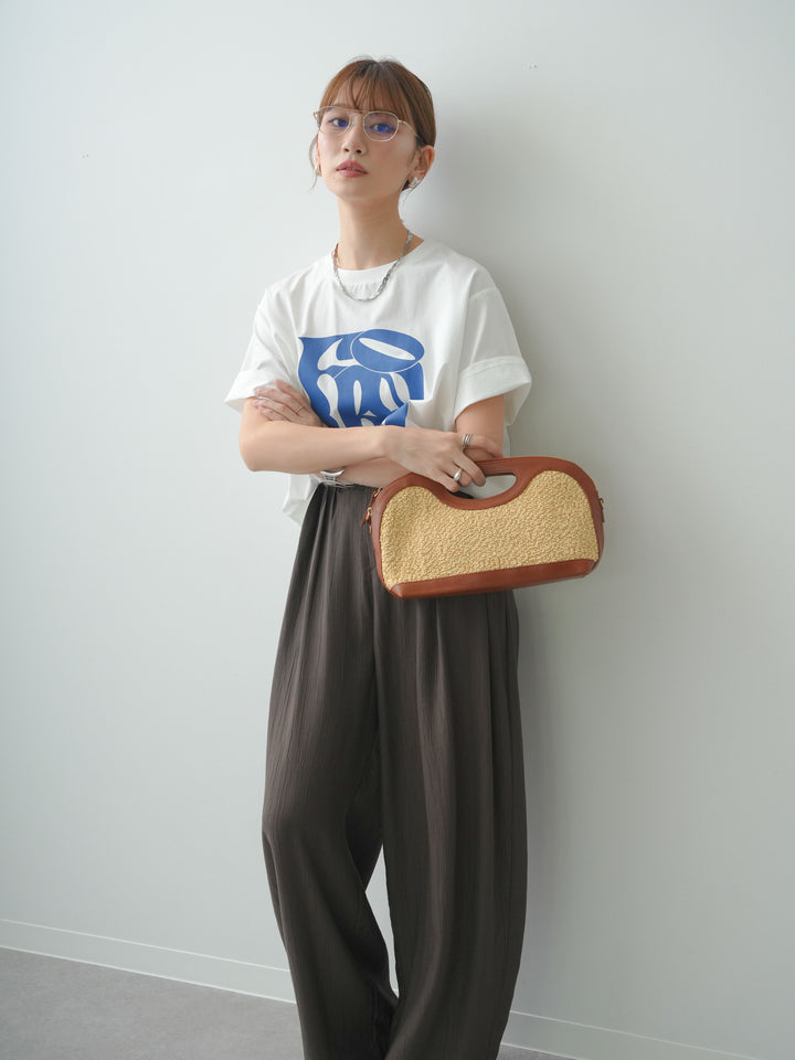 [SET]クールタッチアートロゴオーバーTEE+ベルト付ワッシャーライトワイドパンツ(2set)