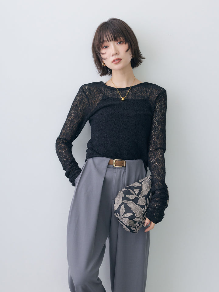 [SET]メッシュレースバックオープントップス+選べるアクセセット(2set)