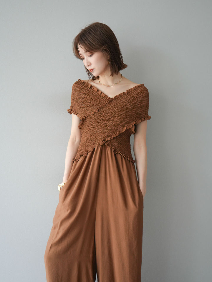 [SET]シャーリングクロスサロペット+シャーリングクロスサロペット(2set)