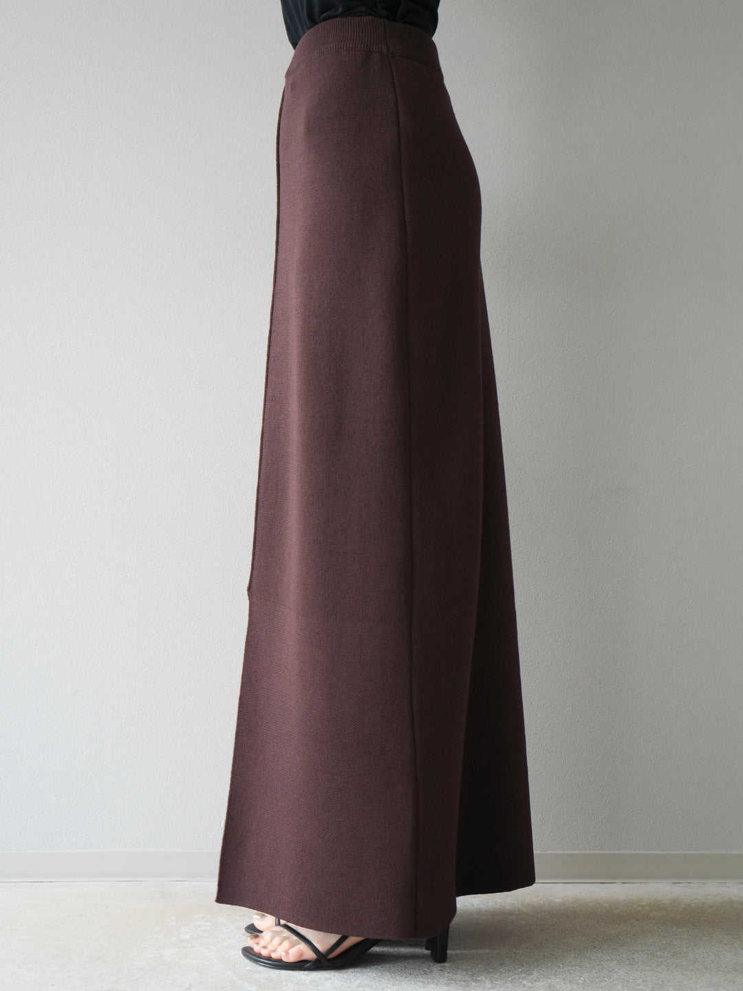 [予約]レーヨンポリIラインニットスカート/ブラウン