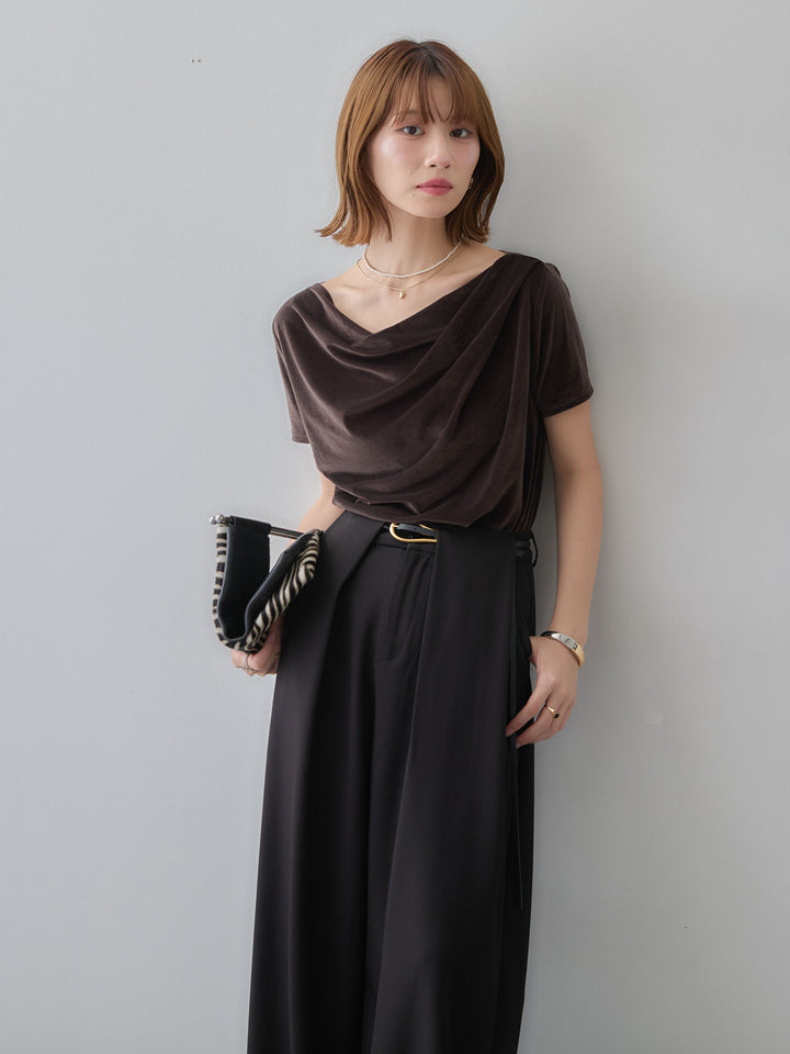 [3]アシメネックシアーベロアトップス/brown