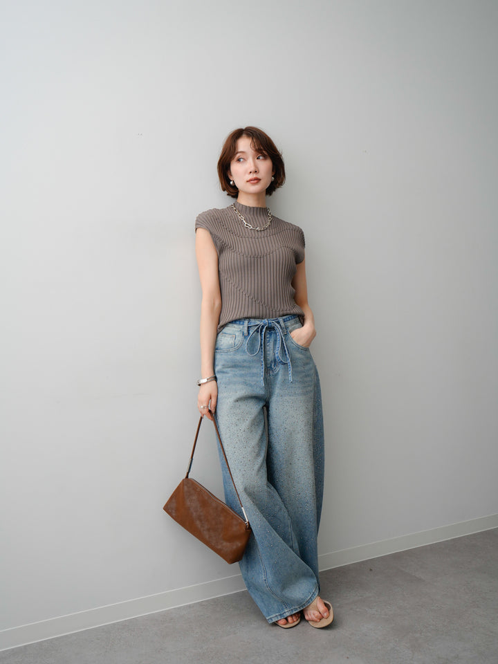 【套裝】Mode Line 羅紋法式針織上衣 + Mode Line 羅紋法式針織上衣（兩件套）