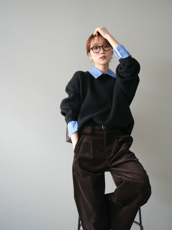 [予約]2WAY襟ニットプルオーバー/black