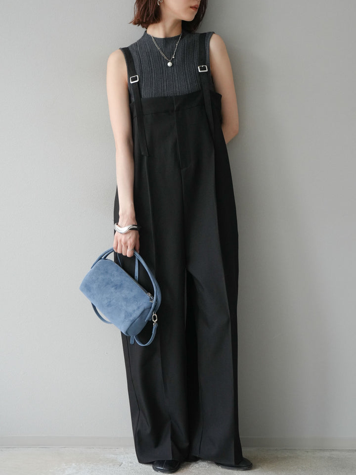 [予約]スリーブレスランダムリブニットトップス/グレー