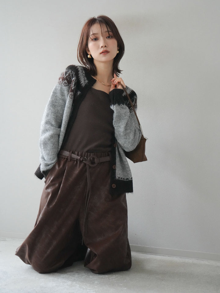 [予約]ノルディック柄ニットカーディガン/gray