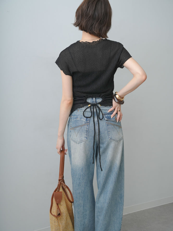 [SET]シャーリングシアーバックオープンフレンチトップス+選べるアクセセット(2set)
