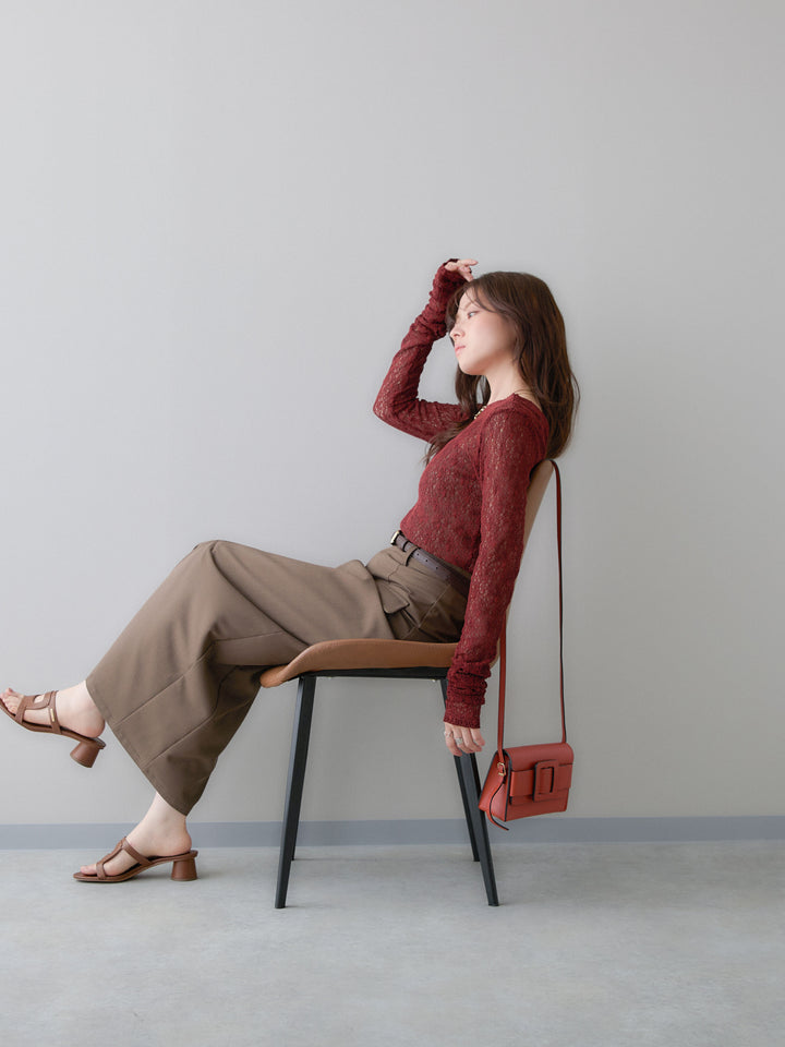 [予約]メッシュレースバックオープントップス/bordeaux