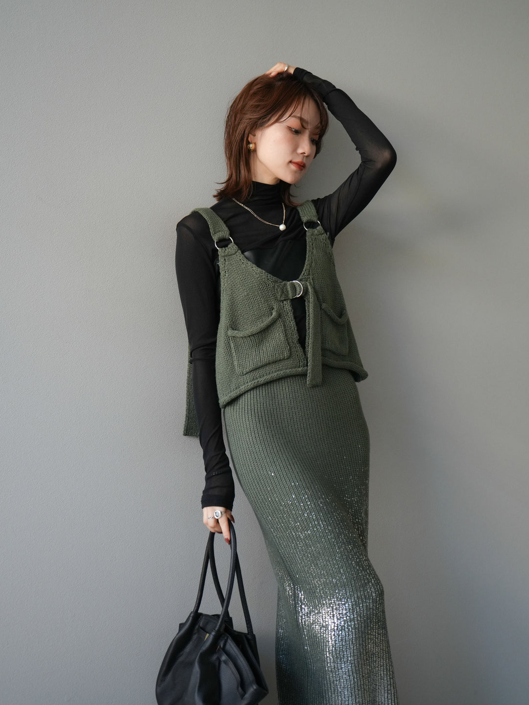 [予約]ニットビスチェ/ashgreen