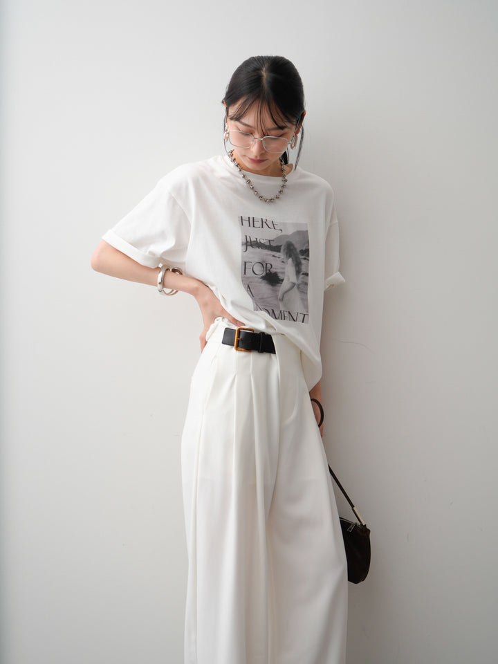 [SET]フォトプリントロゴTEE+アシンメトリーベルトタックワイドパンツ(2set)
