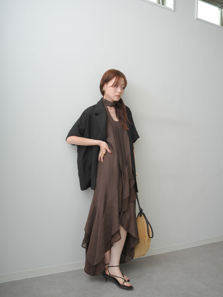 [予約]ラッフルヘムレイヤードキャミワンピース/brown
