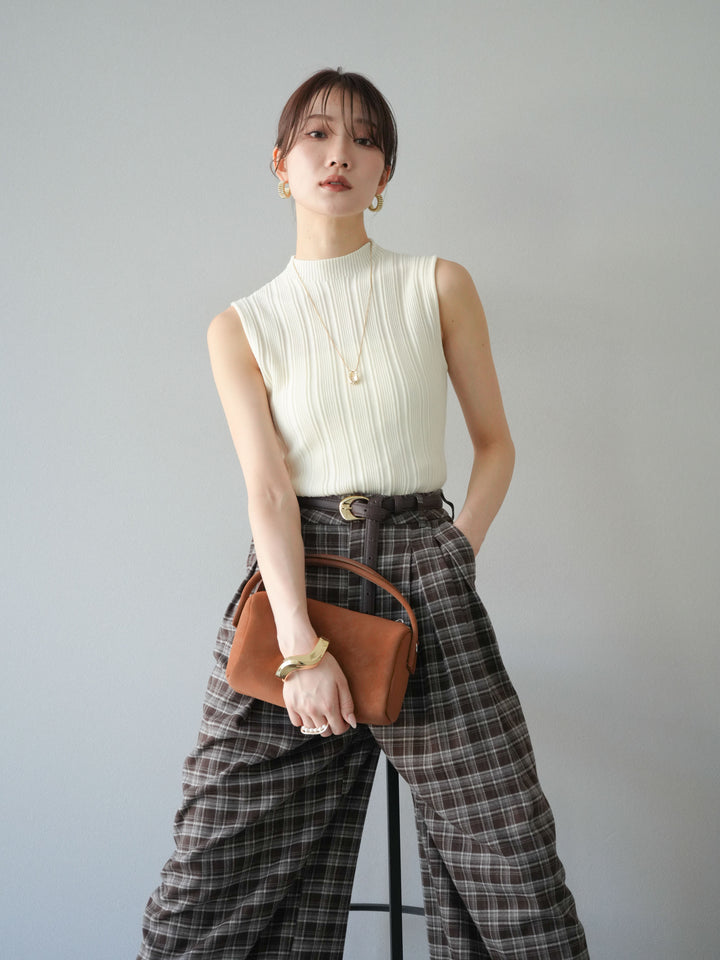 [予約]スリーブレスランダムリブニットトップス/アイボリー