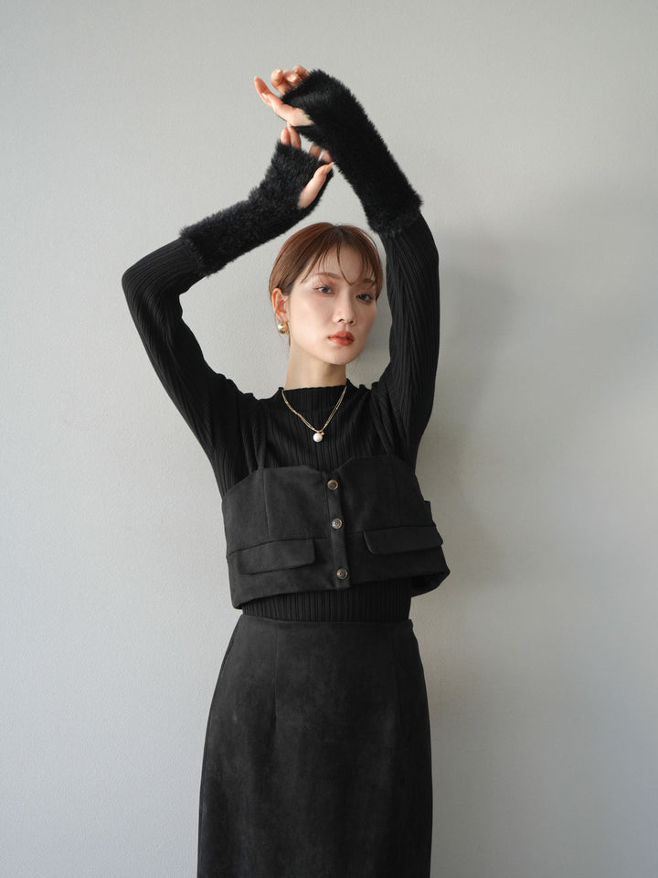 [SET]スウェードビスチェ+スウェードIラインスカート(2set)