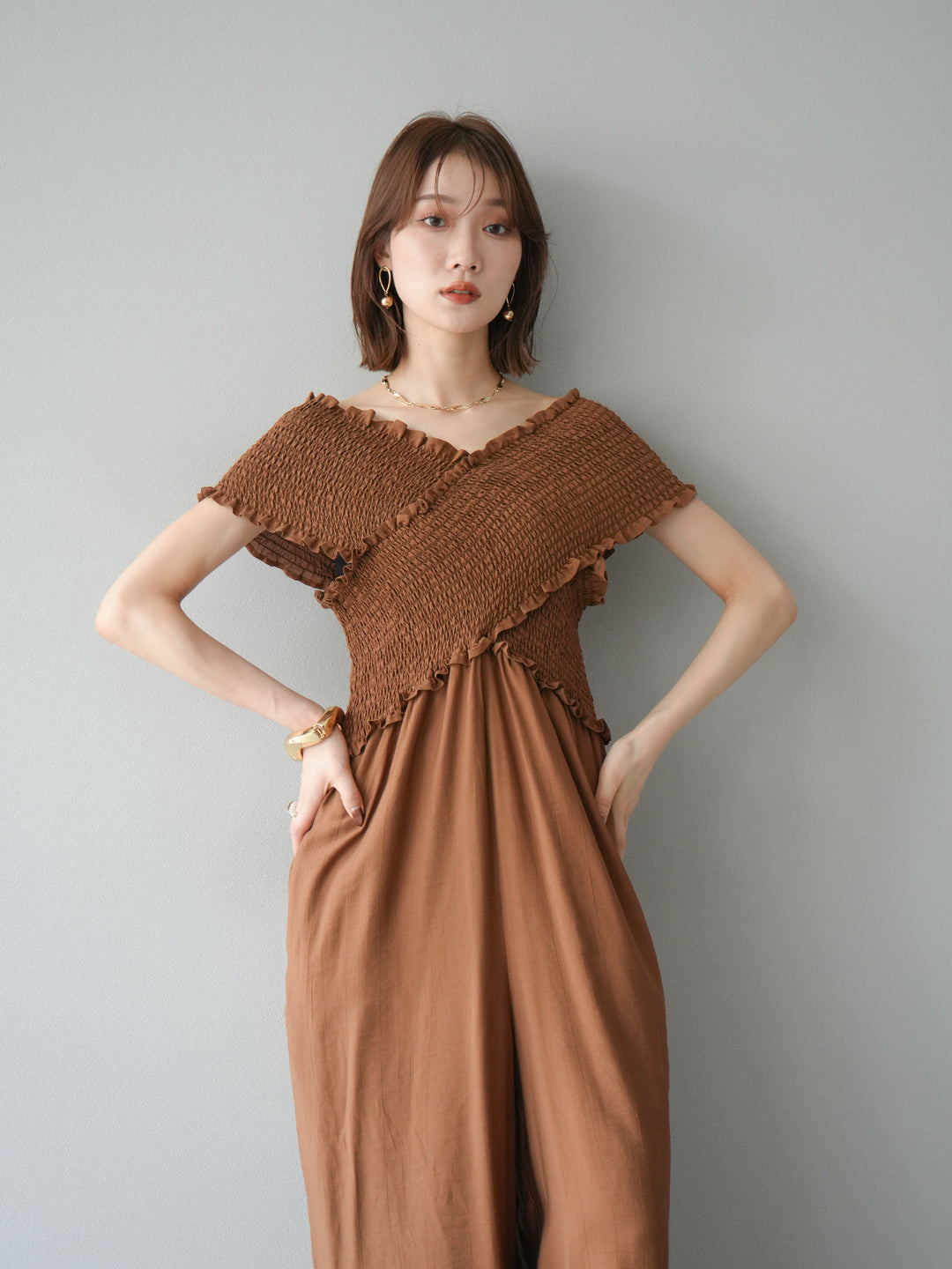 [SET]シャーリングクロスサロペット+シャーリングクロスサロペット(2set)