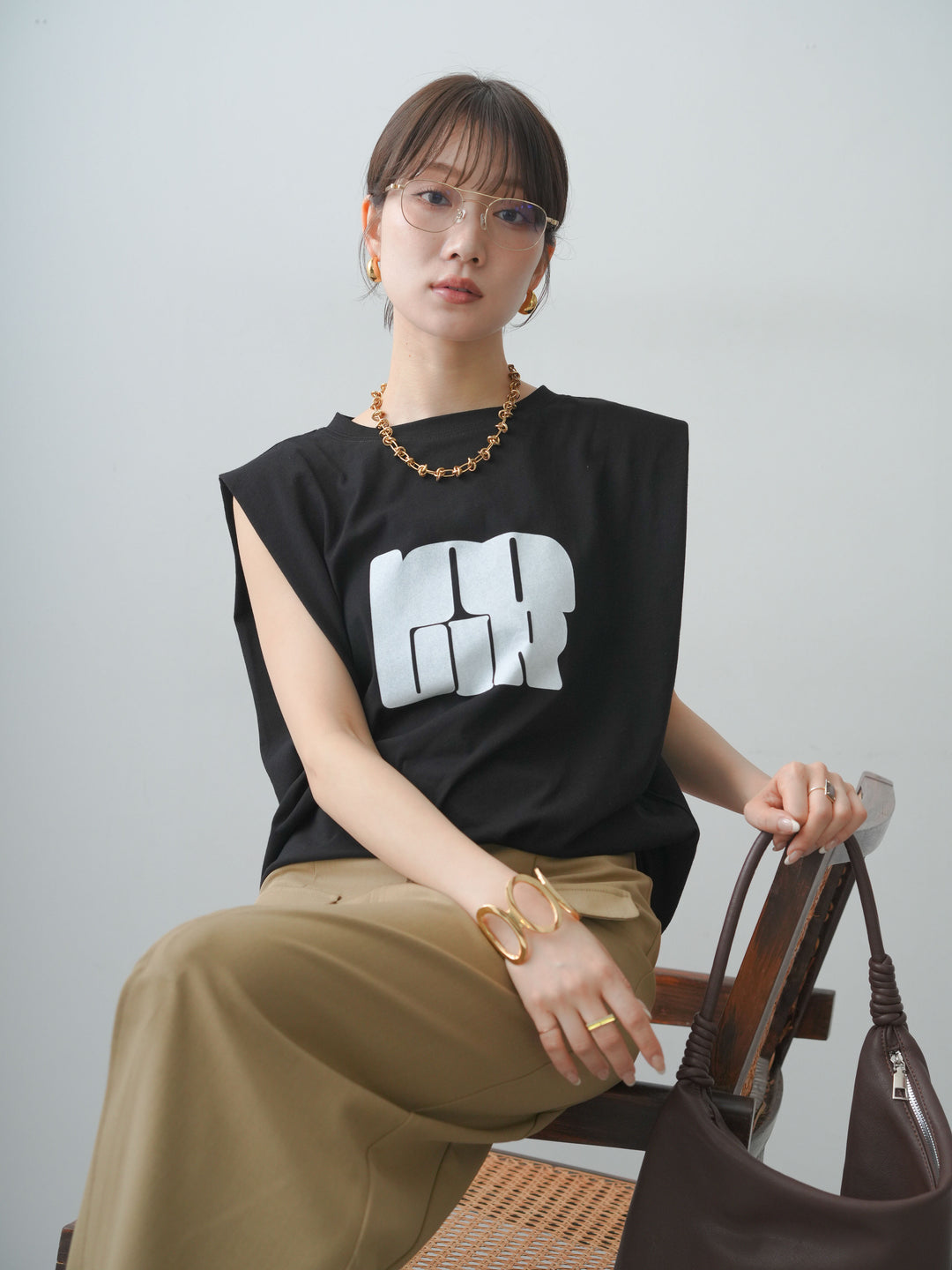 [先行販売！]ショルダータックノースリーブオーバーTEE+ショルダータックノースリーブオーバーTEE(2set)