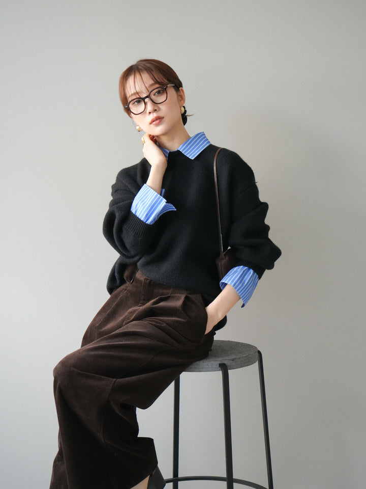 [予約]2WAY襟ニットプルオーバー/black