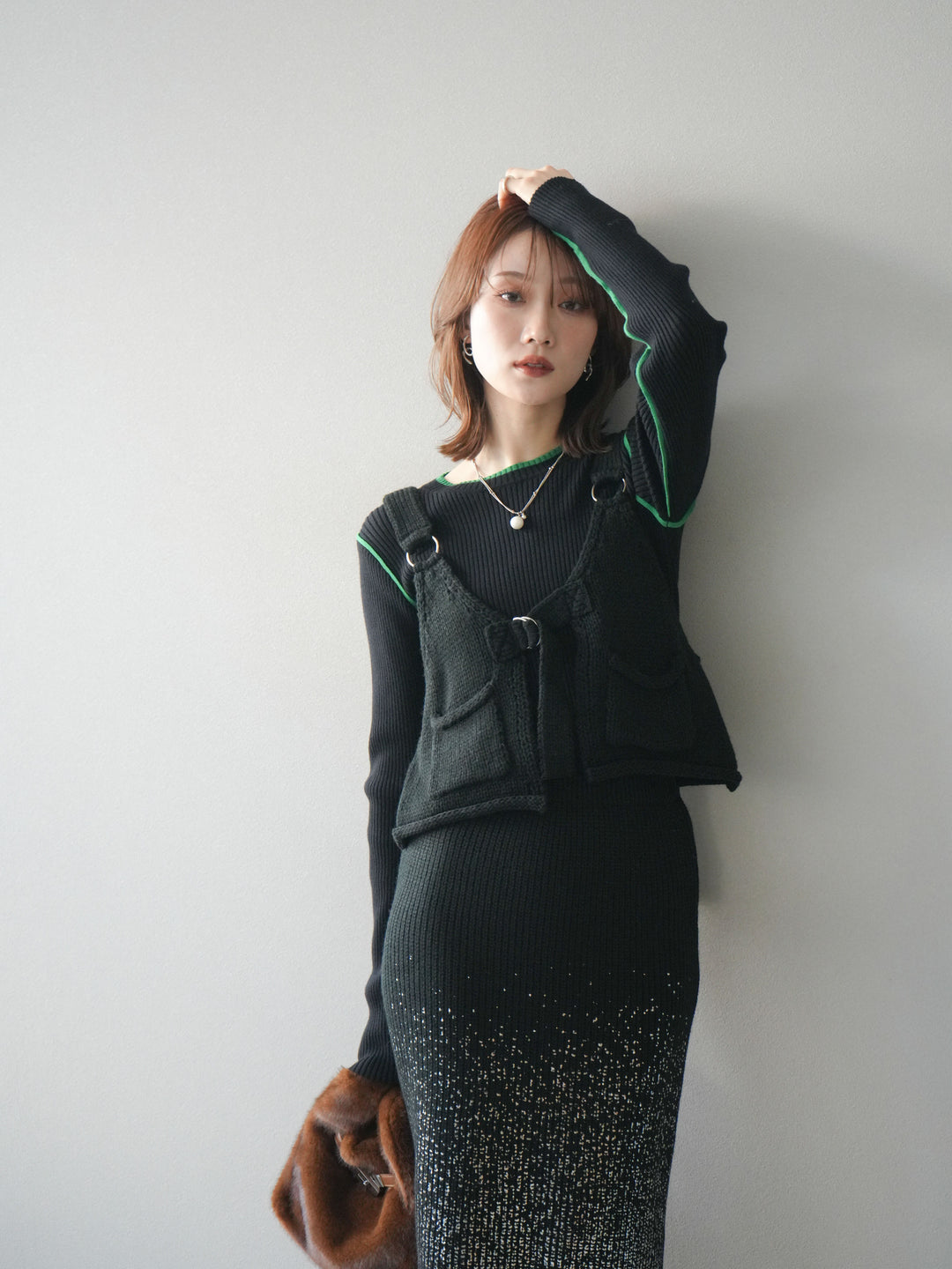 [予約]ニットビスチェ/black