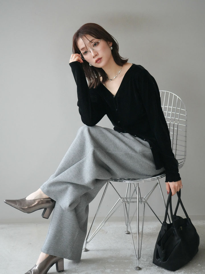 [予約]ベロアカーディガン/black