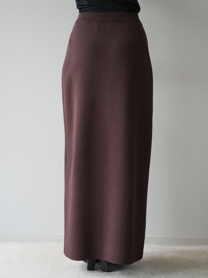 [予約]レーヨンポリIラインニットスカート/ブラウン