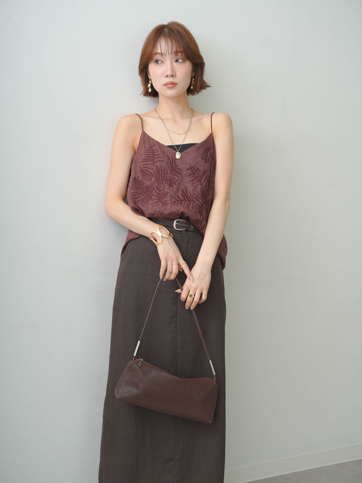 [予約]パームビースエンブロイダリーキャミソール/brown