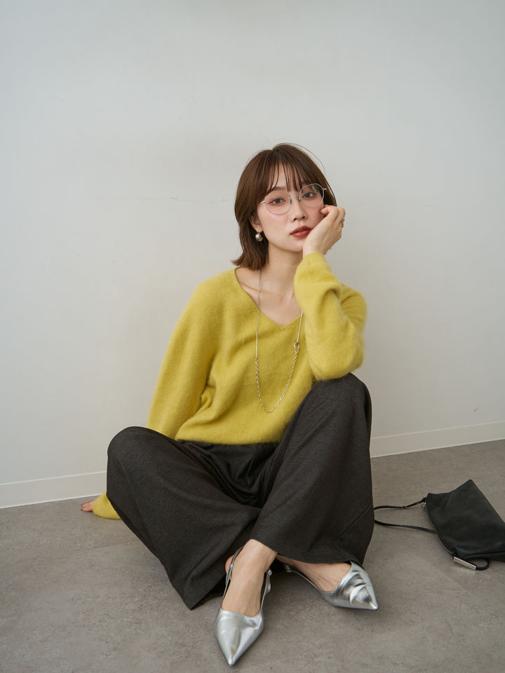 [SET]カシミア混フェザータッチVネックニットトップス+カシミア混フェザータッチVネックニットトップス(2set)