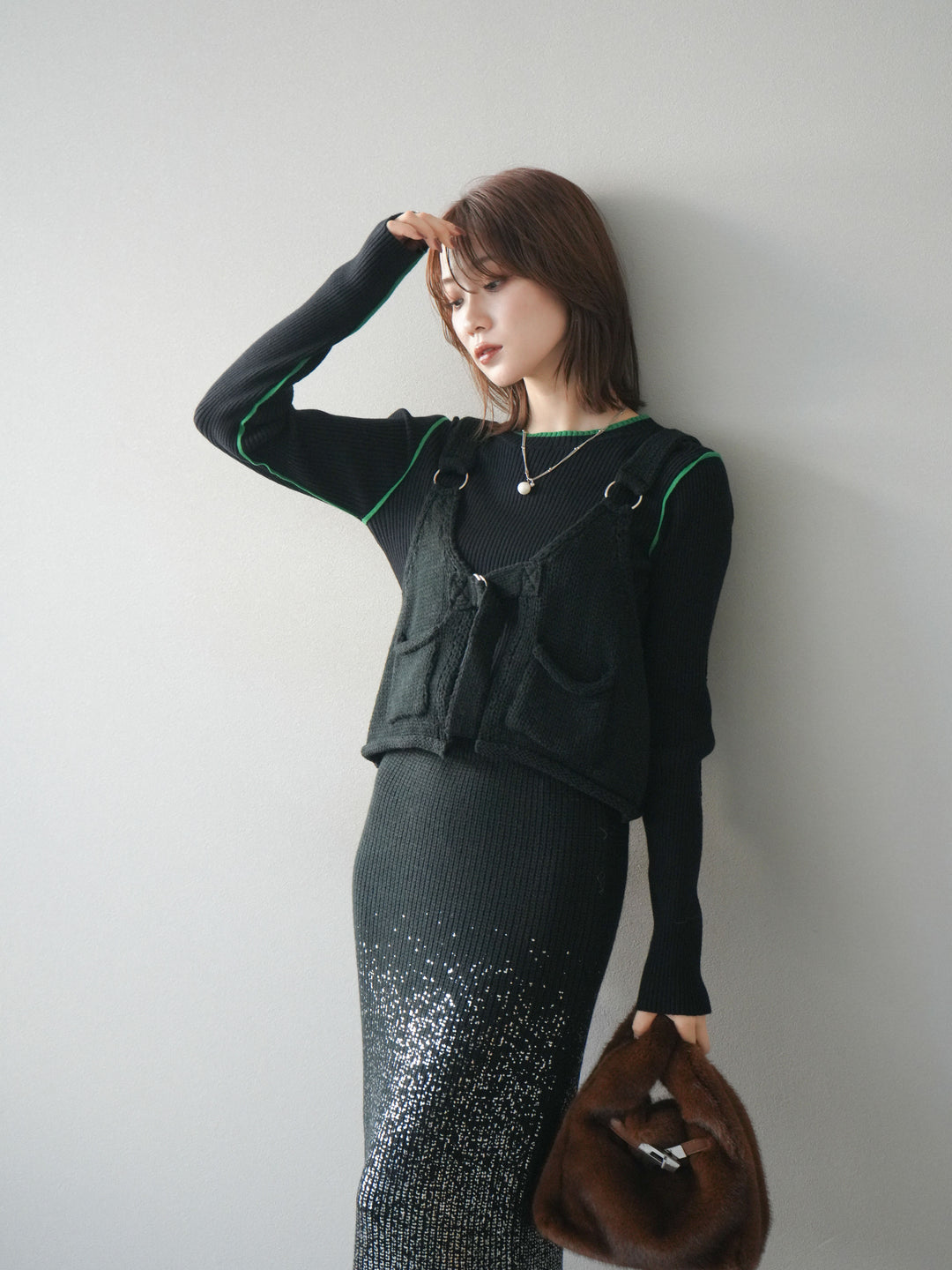 [予約]ニットビスチェ/black