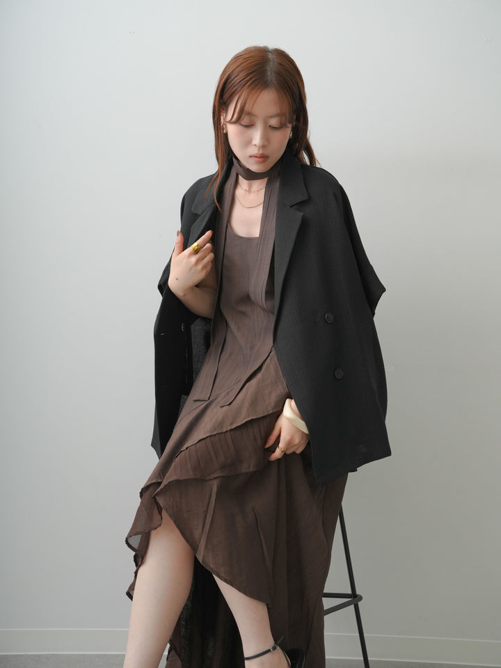 [予約]ラッフルヘムレイヤードキャミワンピース/brown