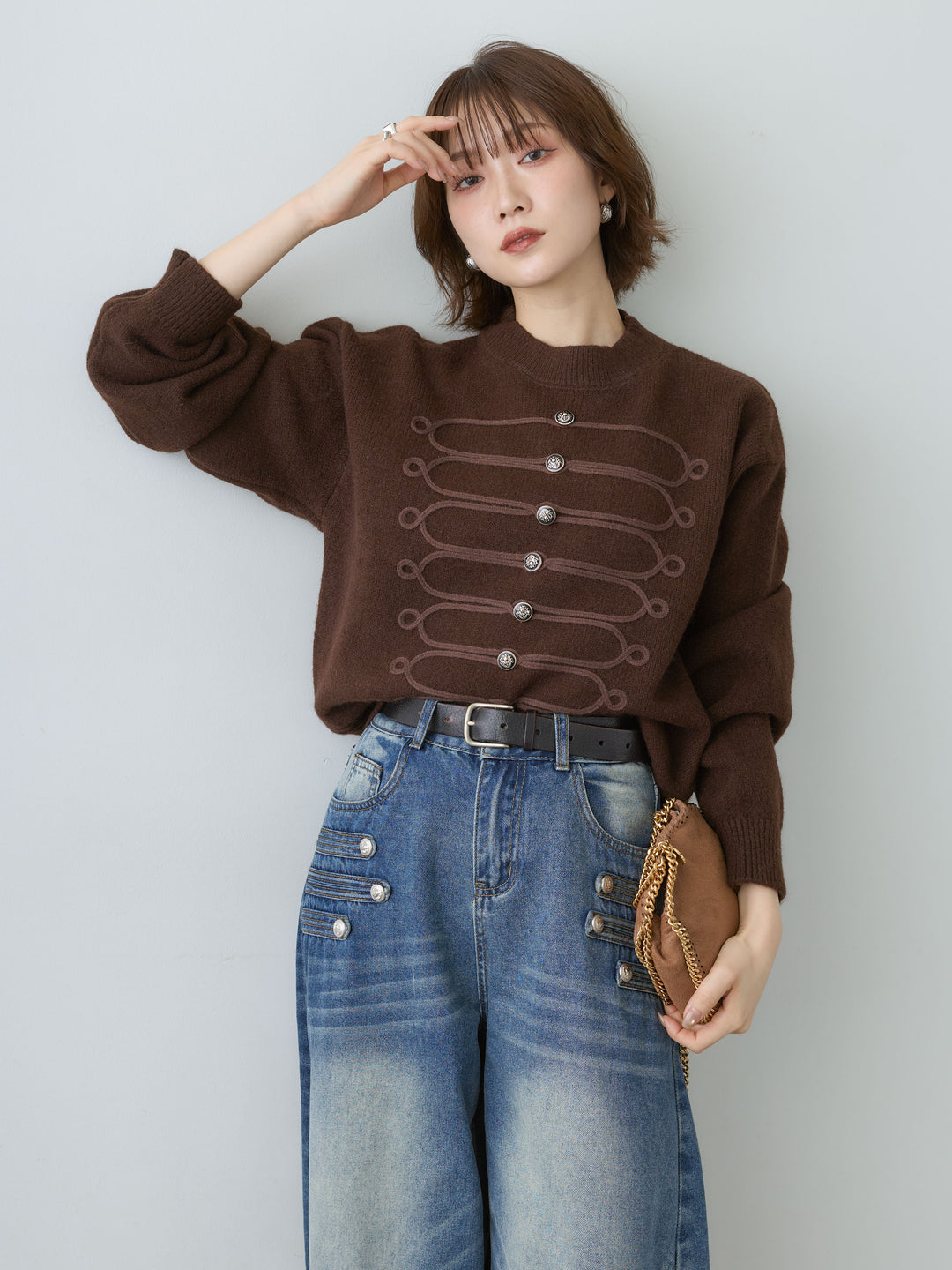 [予約]ナポレオンニットプルオーバー/brown