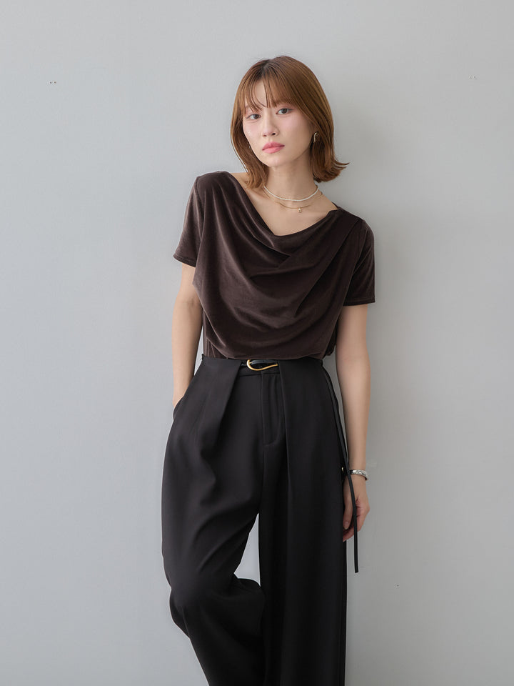 [3]アシメネックシアーベロアトップス/brown