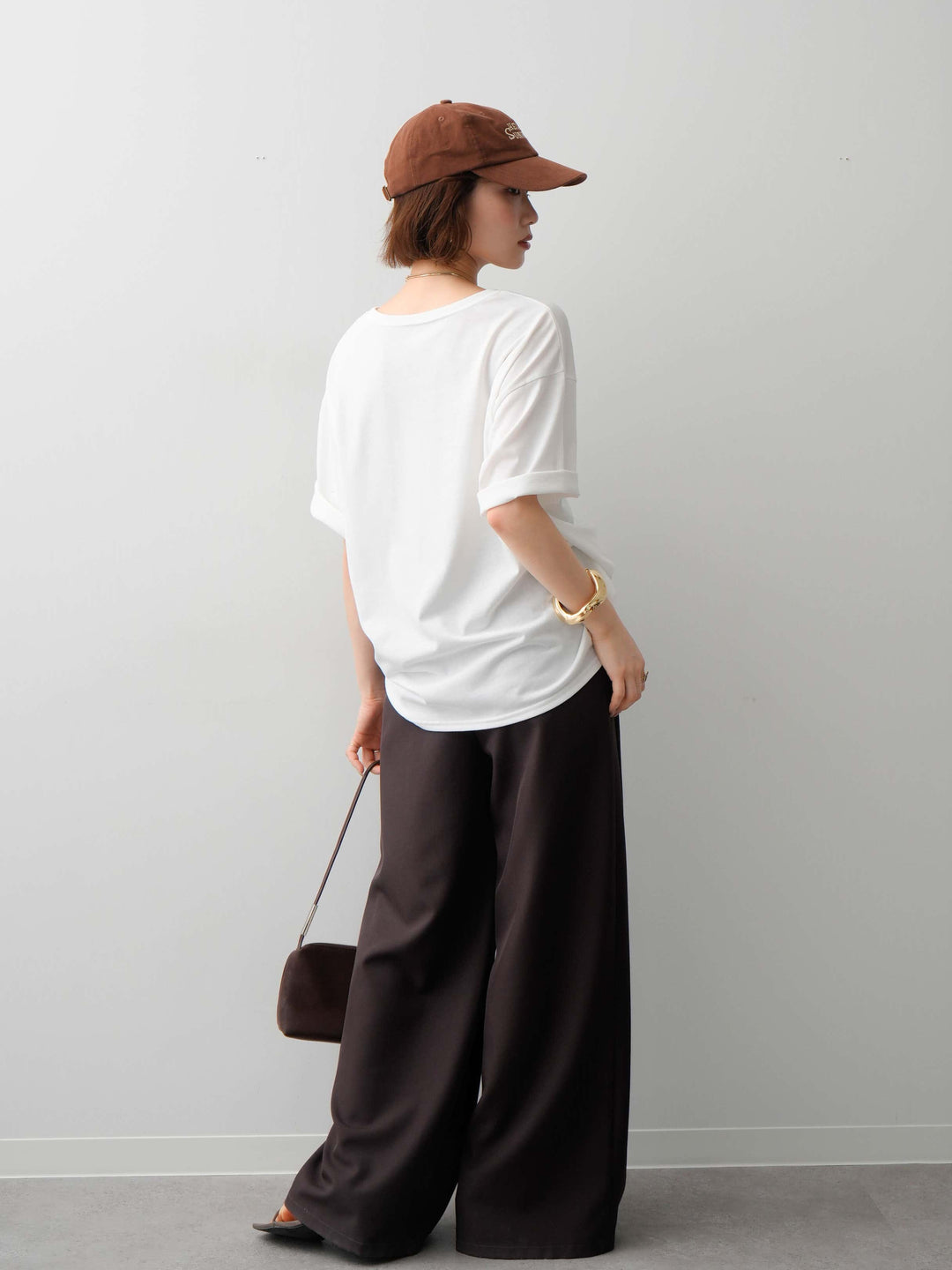 [SET]フラワーフォトTEE+ベルトループデザインワイドパンツ(2set)