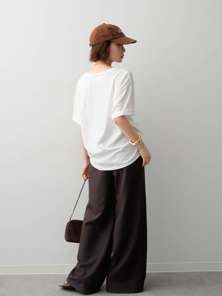 [SET]フラワーフォトTEE+ベルトループデザインワイドパンツ(2set)