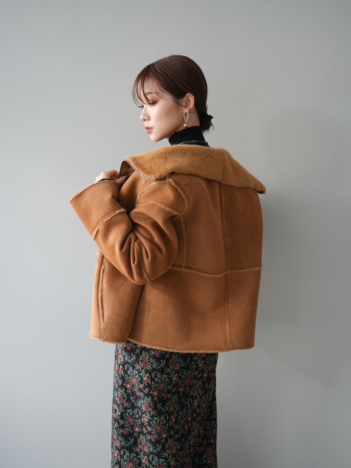 [予約]スタンドカラームートンZIPジャケット/camel