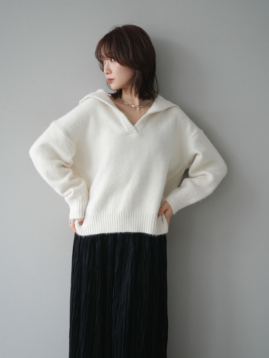 [SET]スキッパーニットプルオーバー+選べるアクセセット(2set)