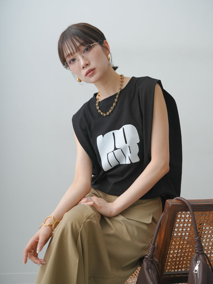 [先行販売！]ショルダータックノースリーブオーバーTEE+ショルダータックノースリーブオーバーTEE(2set)