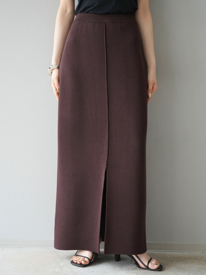 [予約]レーヨンポリIラインニットスカート/ブラウン