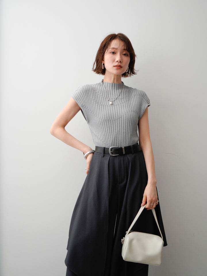 【套裝】Mode Line 羅紋法式針織上衣 + Mode Line 羅紋法式針織上衣（兩件套）