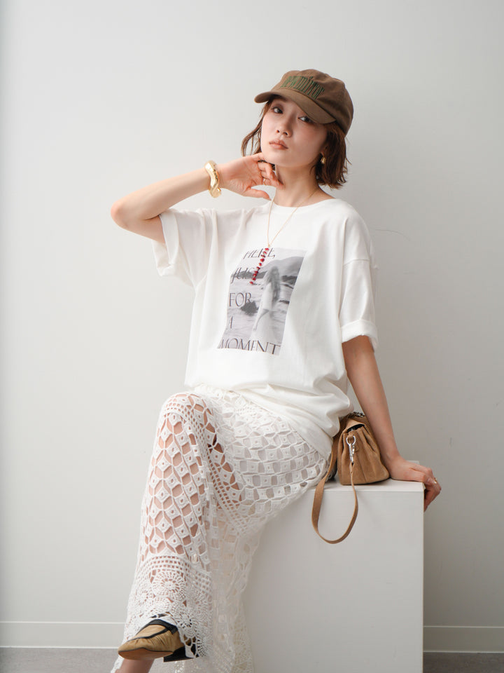 [SET]フォトプリントロゴTEE+クロシェレースIラインスカート(2set)