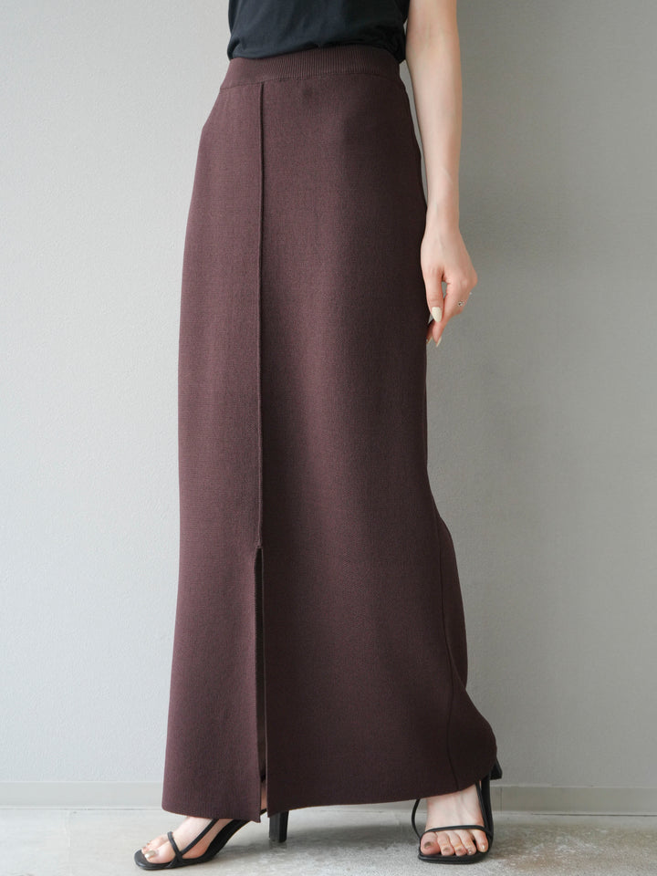 [予約]レーヨンポリIラインニットスカート/ブラウン